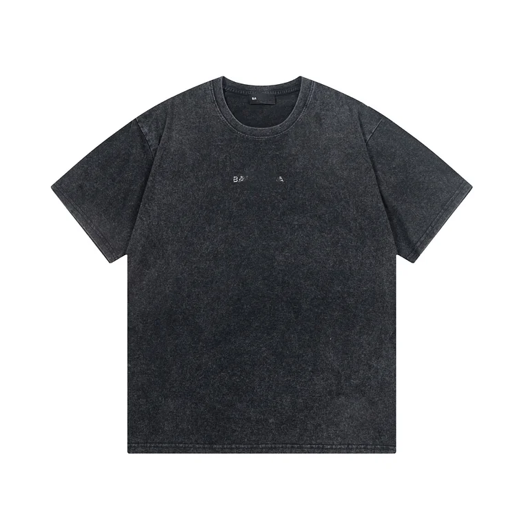 Short-Sleeved Washed Letters Black Summer Trendy Pure Cotton for Men and Women