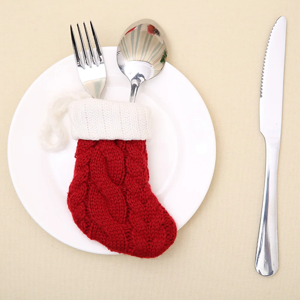 New creative Christmas knitted socks tableware set