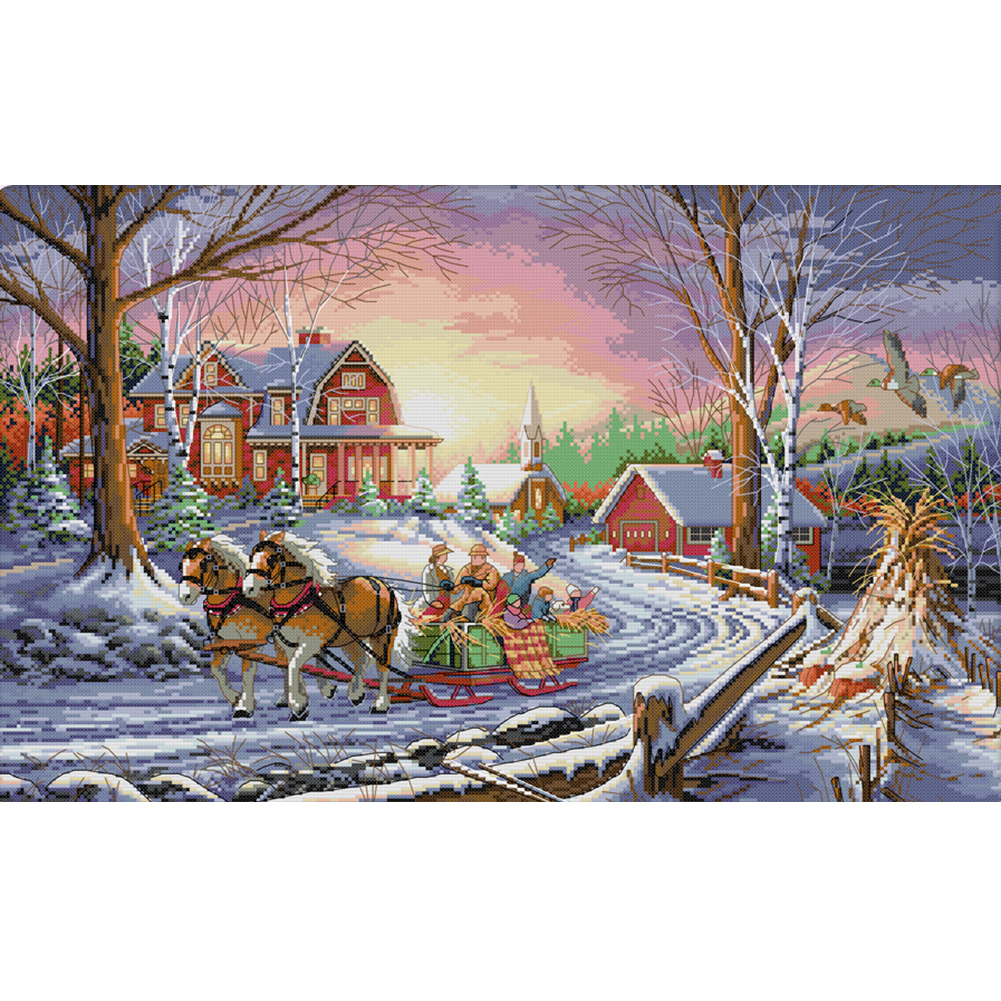 

Winter Travel - 11CT Stamped Cross Stitch - 77*52CM, 501 Original