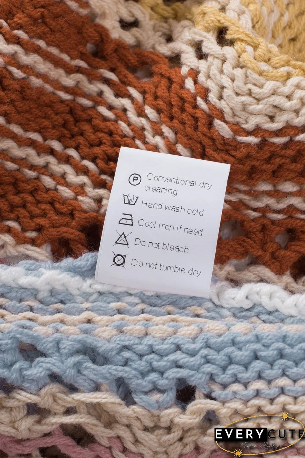 Multicolor Stripe Knit Hollow Out Drop Shoulder Sweater