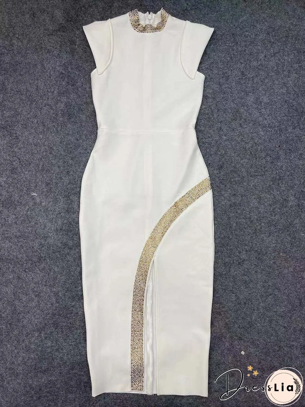 New Women Summer Sexy Turtleneck Beading Split Midi Black Bodycon Bandage Dress Elegant Evening Party Dress Vestidos