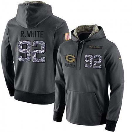 NFL Men's  Green Bay Packers #92 Reggie White Stitched Black Anthracite Salute to Service Player Performance Hoodie