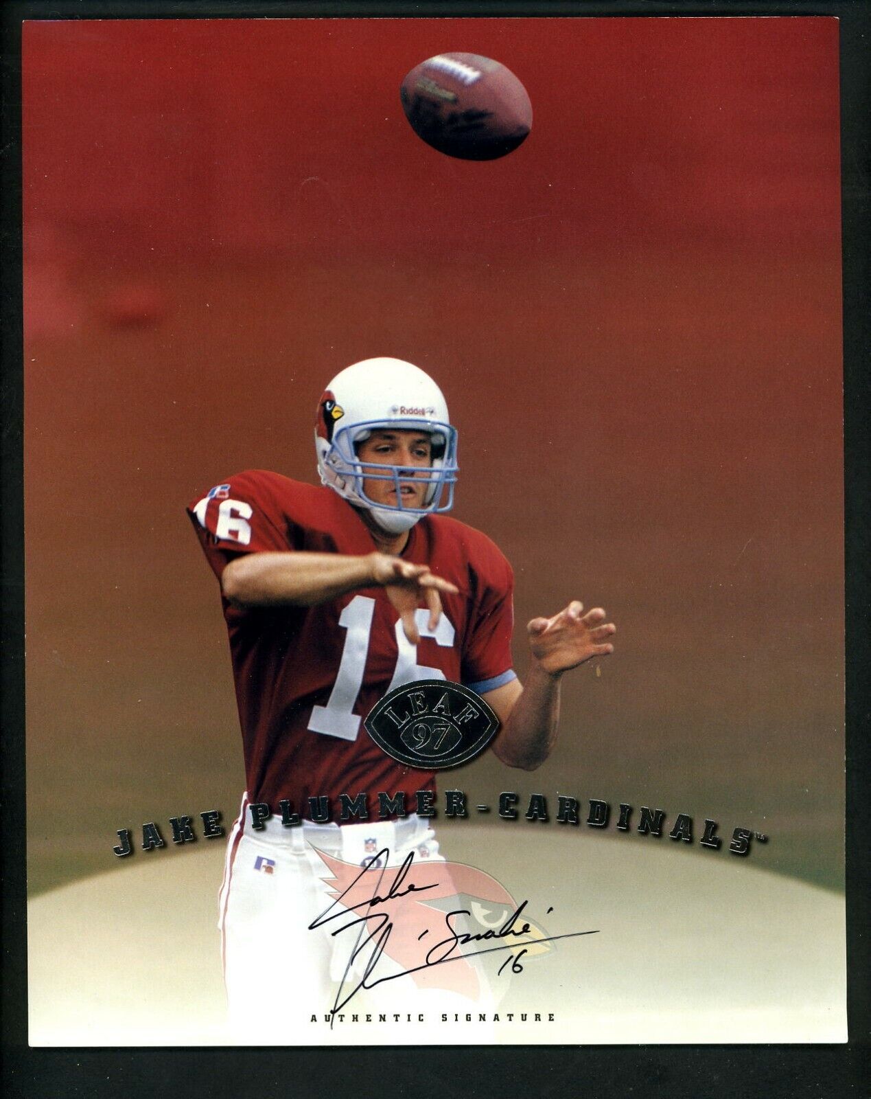 Jake Plummer Signed Autographed 1997 LEAF 8 X 10 Photo Poster painting JSA Authentic Cardinals