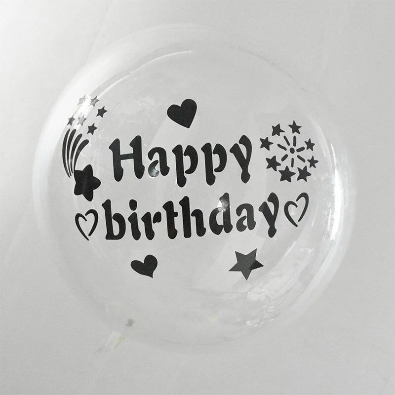 1Pc 20inch Transparent Balloon with Sticker Happy Birthday Balloons Helium Balloon Wedding Birthday Party Decoration Supplies