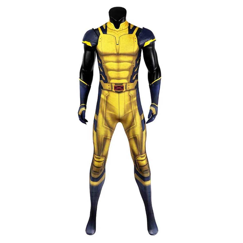 Movie Deadpool 3 James Howlett Wolverine Yellow Sleeveless Jumpsuit Outfits Cosplay Costume Suit