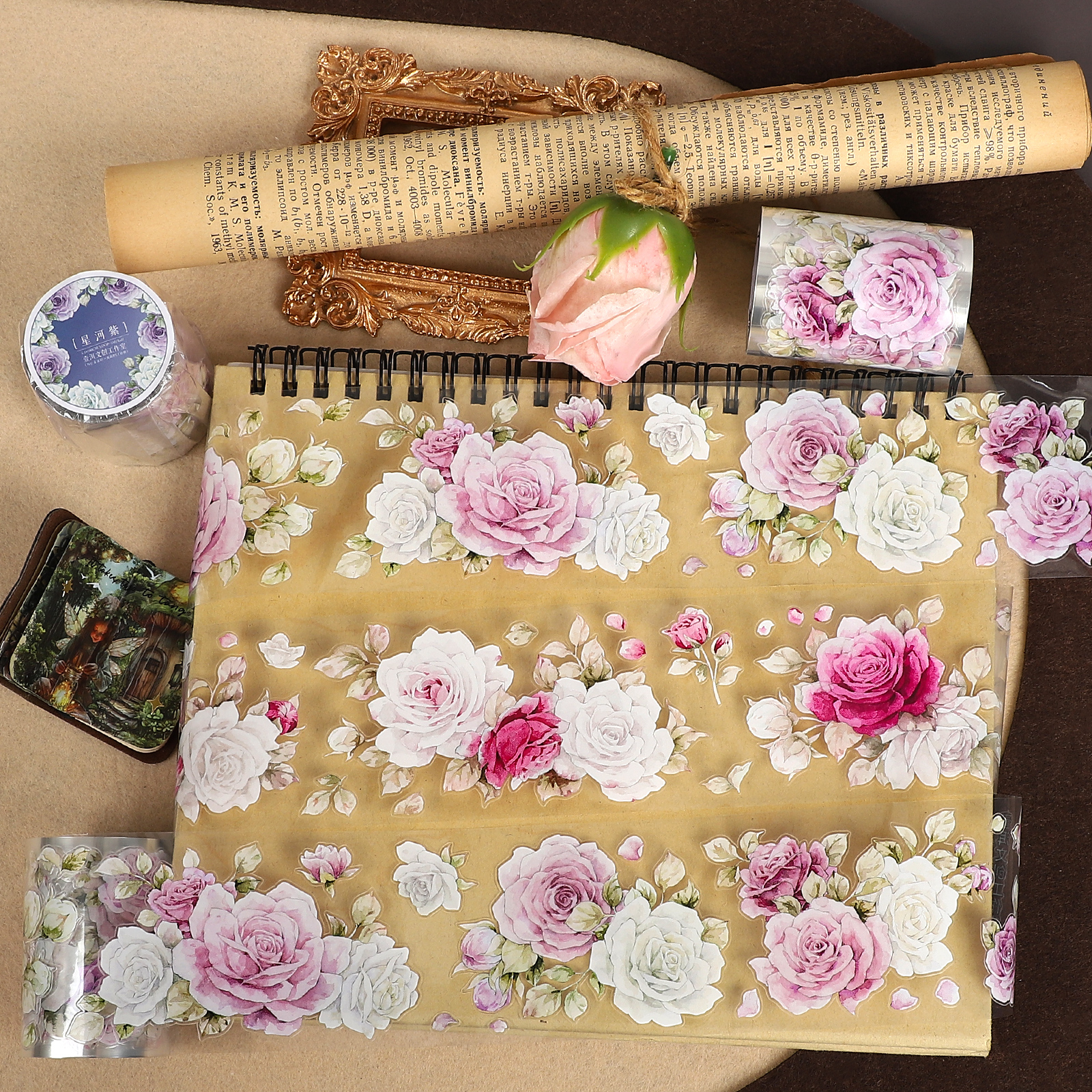 PET 테이프 - 5.5*500cm 갤럭시 퍼플 시리즈 빈티지 꽃