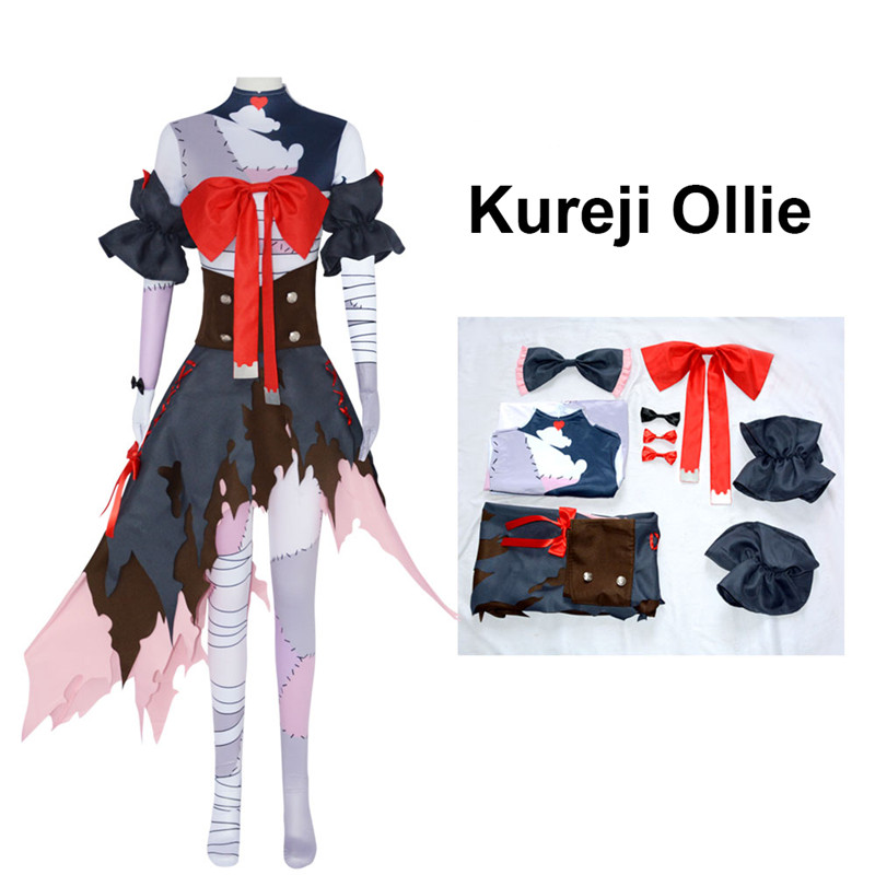 [Wetrose] Kureiji Ollie Hololive ID Vtuber Cosplay Costume Zombie Bodysuit Wig Full Set