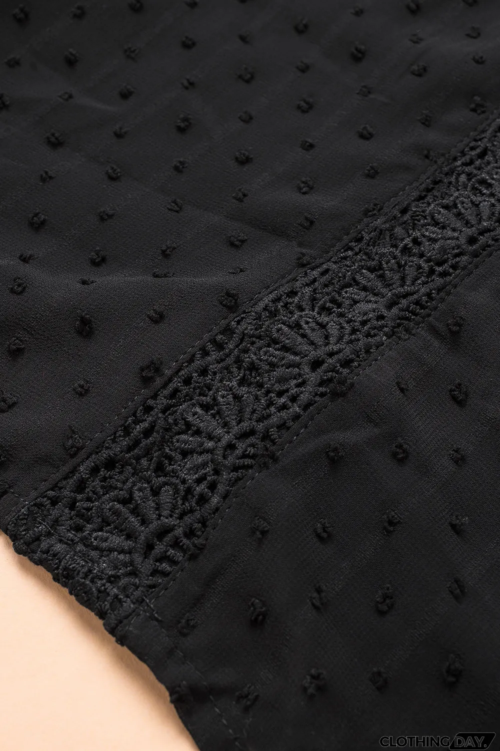 Elegant V-Neck Swiss Dot Lace Blouse