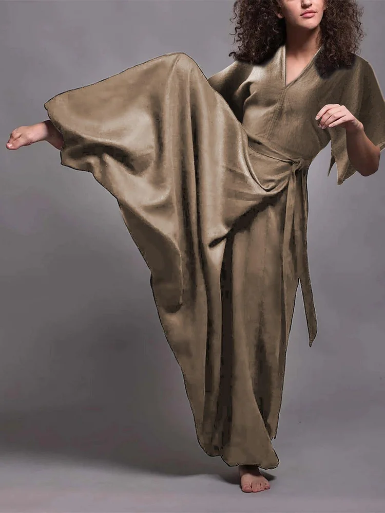 Ursime Half Split Sleeve Convertible Linen Jumpsuit
