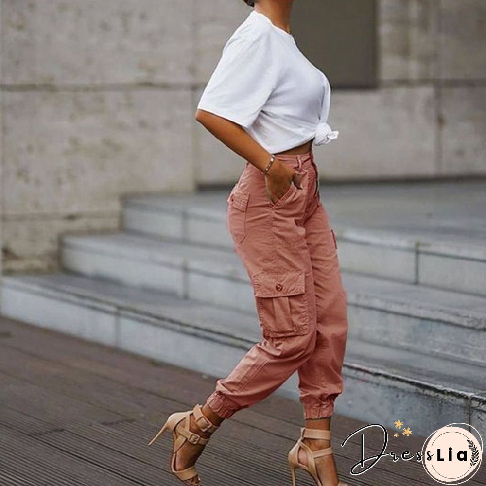 Plain Pockets Design Cargo Pants P14012