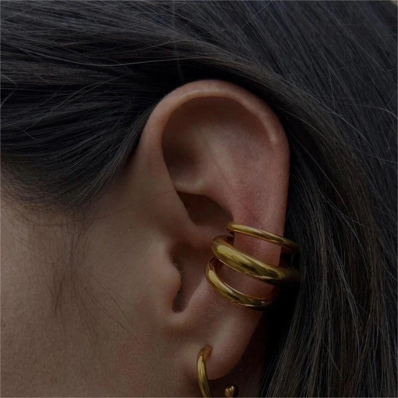 1 Piece IG Style Minimalist C Shape Geometric Polishing Plating 304 Stainless Steel 18K Gold Plated Ear Cuffs