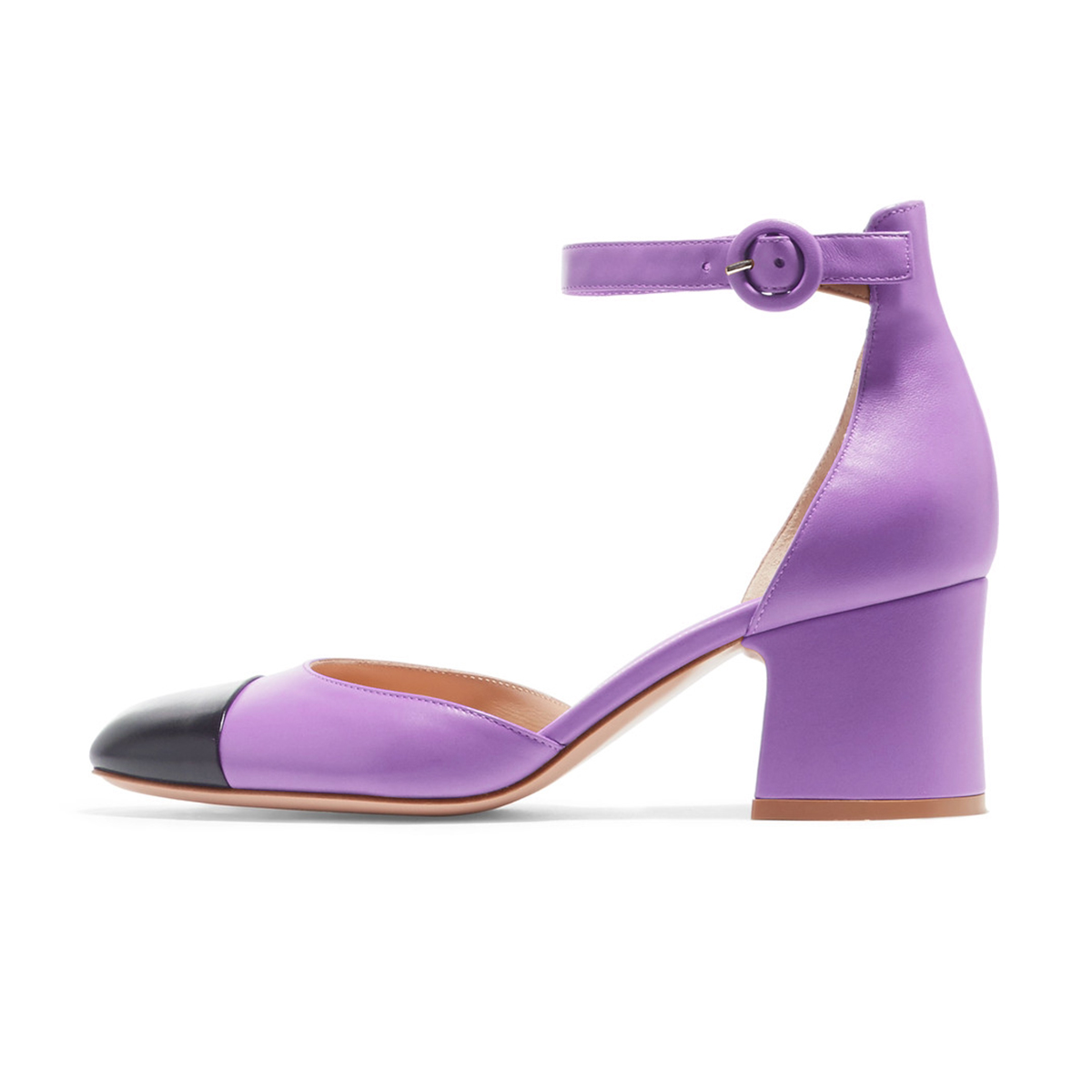 GOOSHOE Purple Chunky Heels Ankle Strap Pumps Shoes