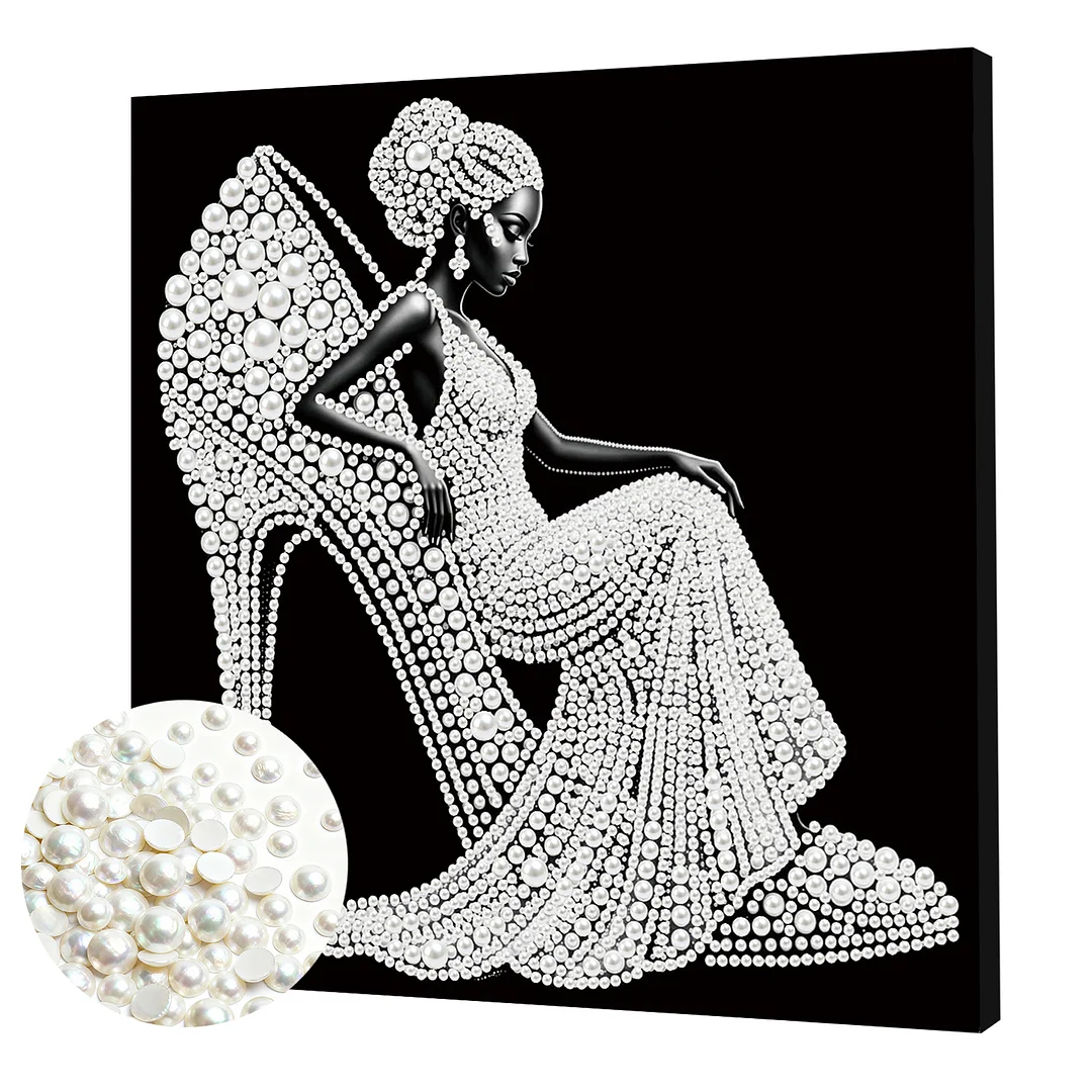 Girl In High Heels - DIY Pearl Diamond Art Kit With Frame 25*25cm