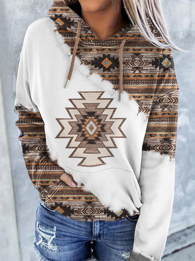 Vintage Ethnic Print Hoodie