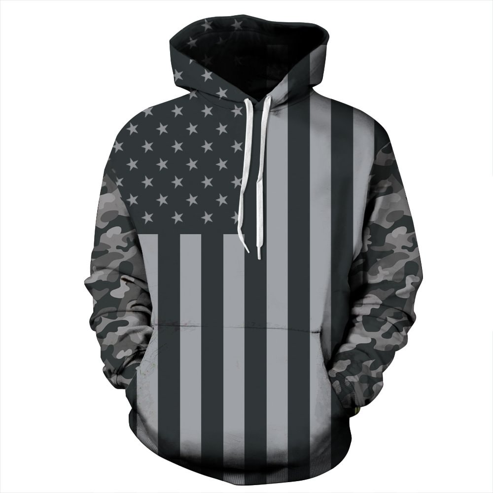 Independence Day Flag Digital Fashion Hooded Couple Sweater Loose Top