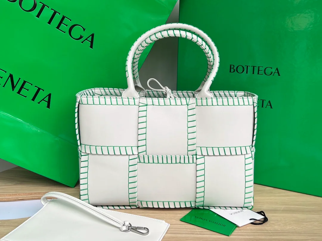 Bottega Veneta Arco Tote in Mud White.