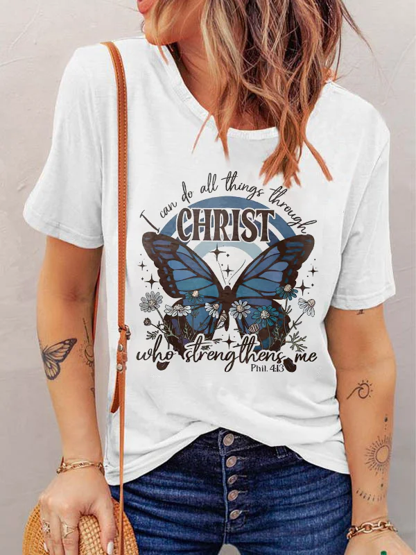 I Can Do All Things Through Christ Butterfly Women's T-shirt