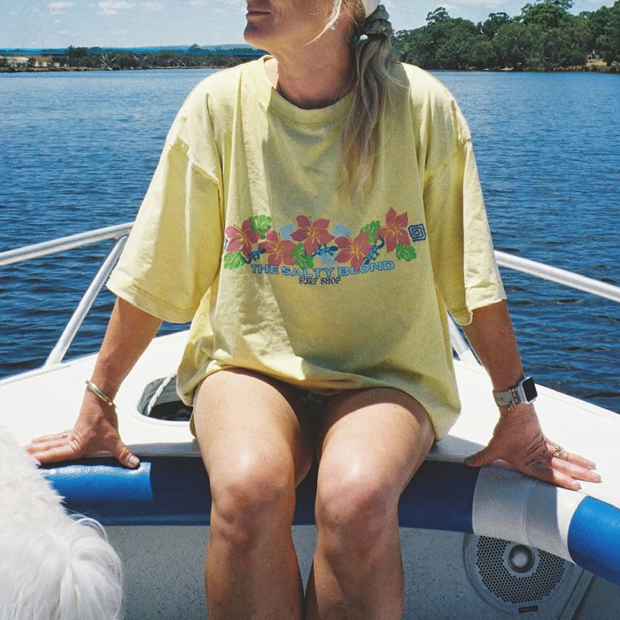 Women's Floral Tahitian Yellow T-Shirt