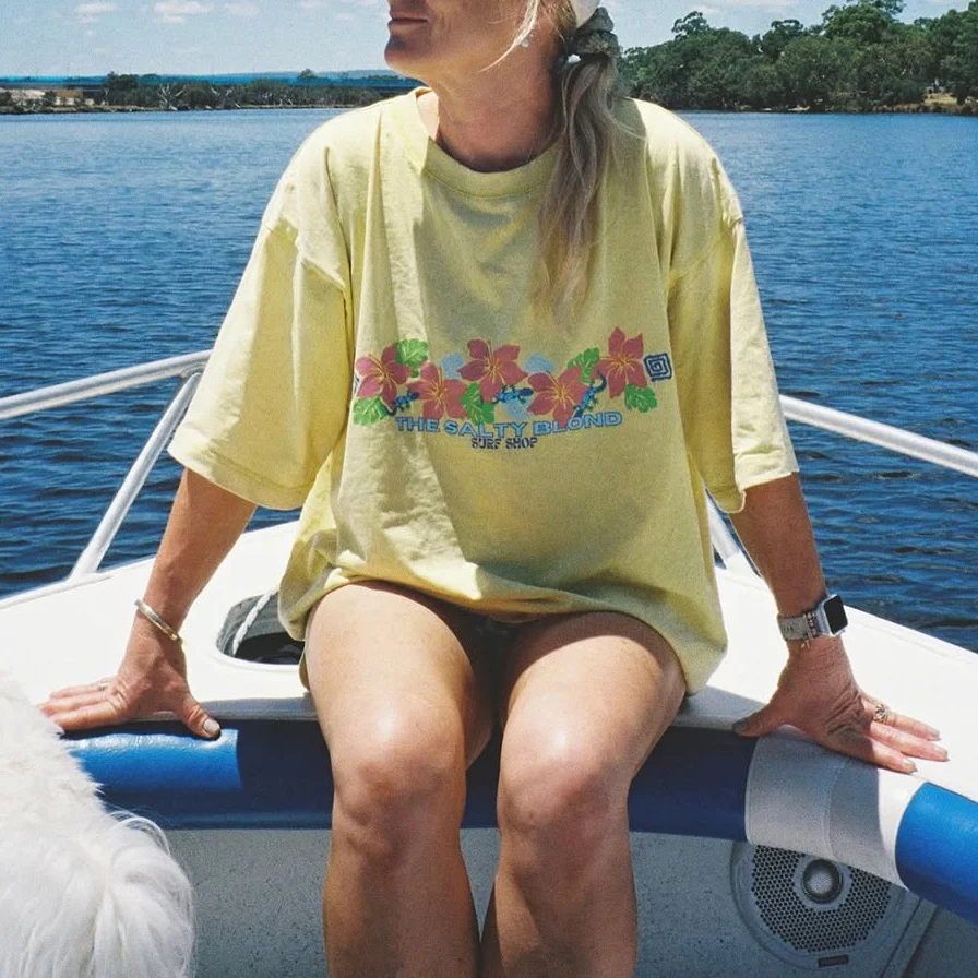 Women's Floral Tahitian Yellow T-Shirt