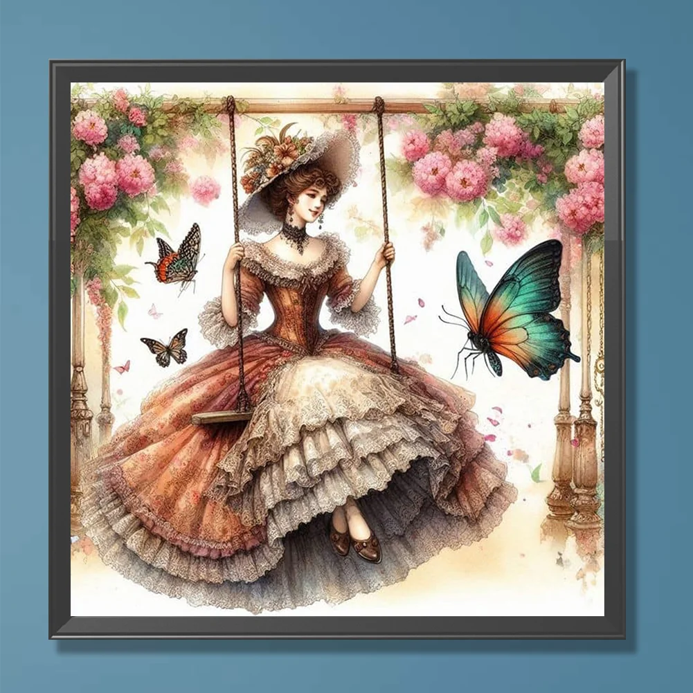 Diamond Painting - Full Round Drill - Swing Lady(Canvas|30*30cm)