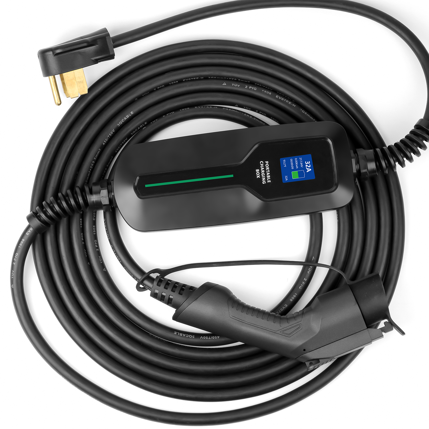 bokman Portable Level 2 EV Charger (240V, 32A) with 25ft Charging Cable and  NEMA 14-50 for SAE-J1772 Electric Vehicles Current Adjustable and  Reservation Charging Function : Automotive 