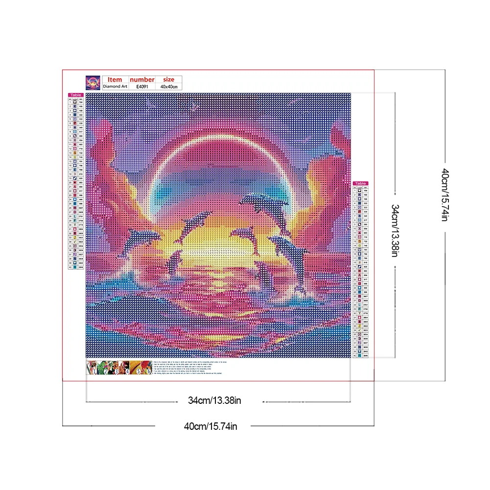 Diamond Painting - Full Round Drill - Ocean Dolphin(Canvas|40*40cm)