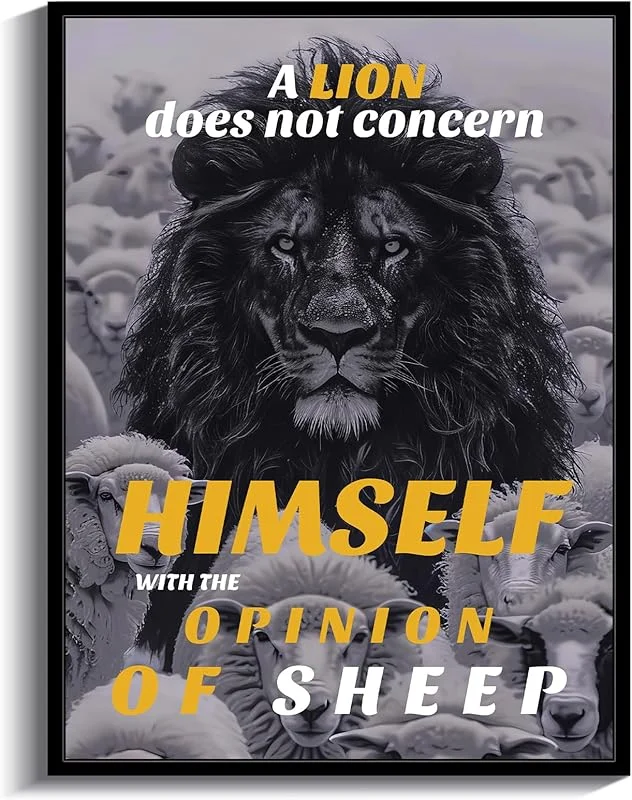 InSimSea Black Framed Canvas Wall Art, Motivational Wall Decor for Living Room Office Classroom, A Lion Does Not Concern Inspirational Home Decor, Inspirational Gifts