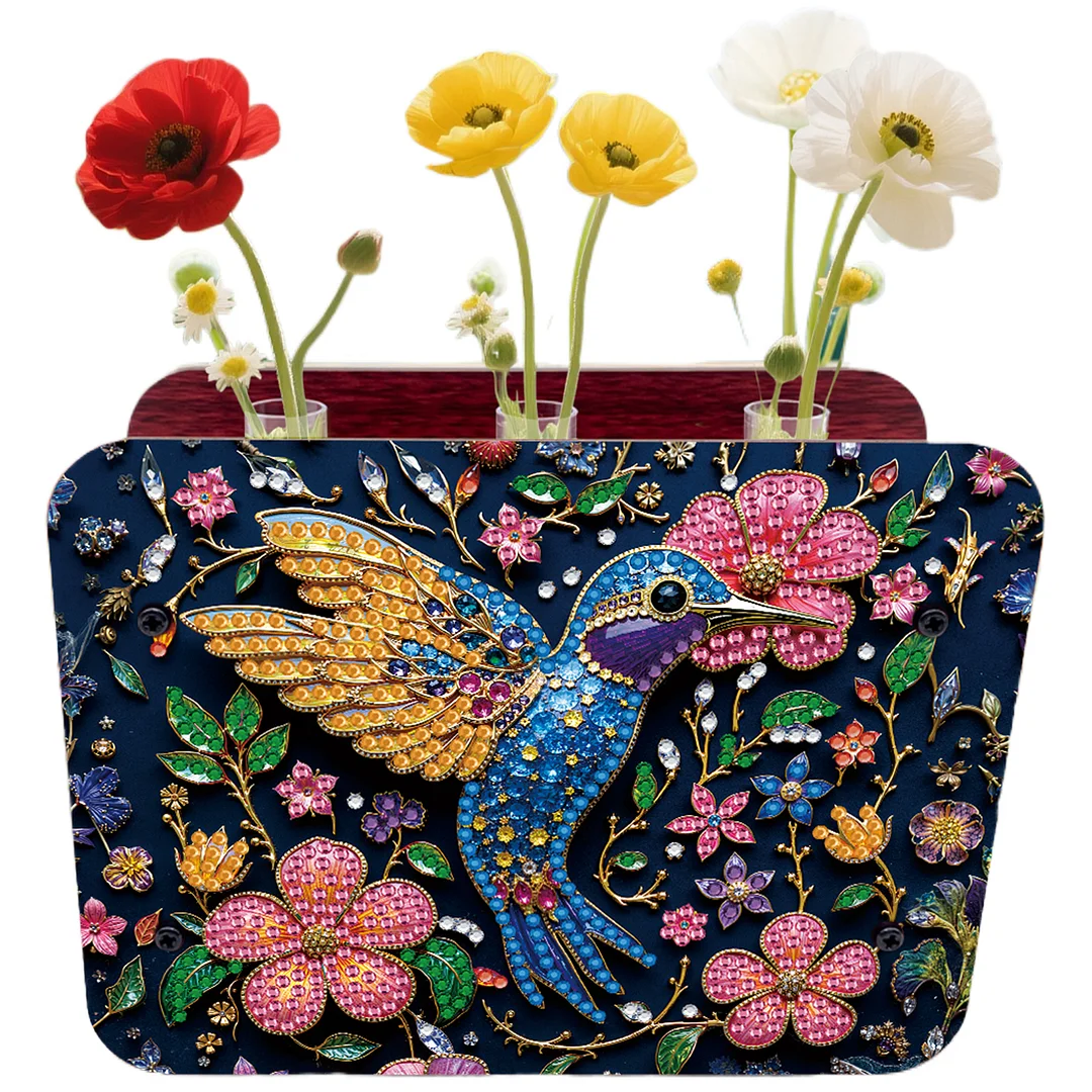 Hummingbird DIY Flower Vase Wooden Double Sided Desktop Diamond Art Kit Decor