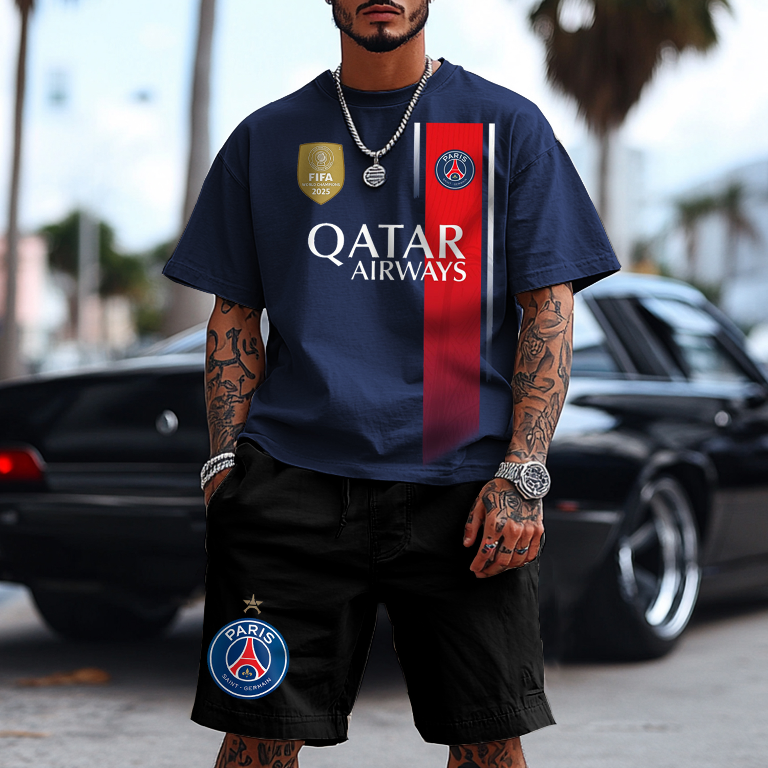 Fashionable Football Print Oversized Two-piece Suit / TECHWEAR CLUB / Techwear
