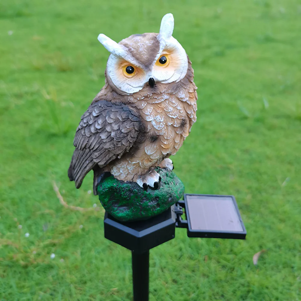Solar LED Lawn Lights Owl Outdoor Landscape Statue Night Lamp (Dark Brown)