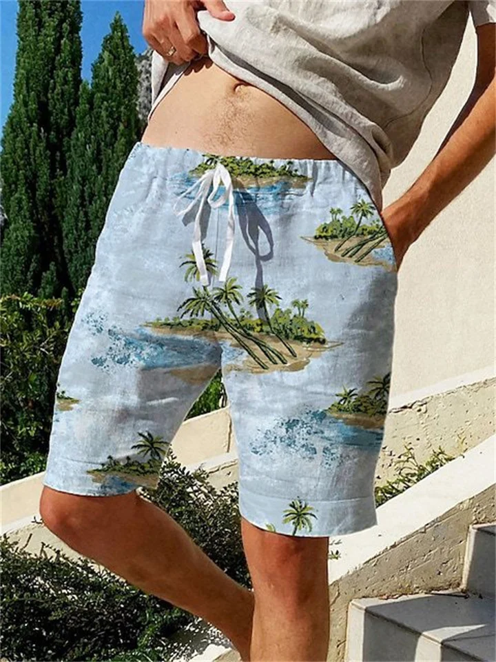 Men's Casual Shorts Coconut 3D Print Blue Green