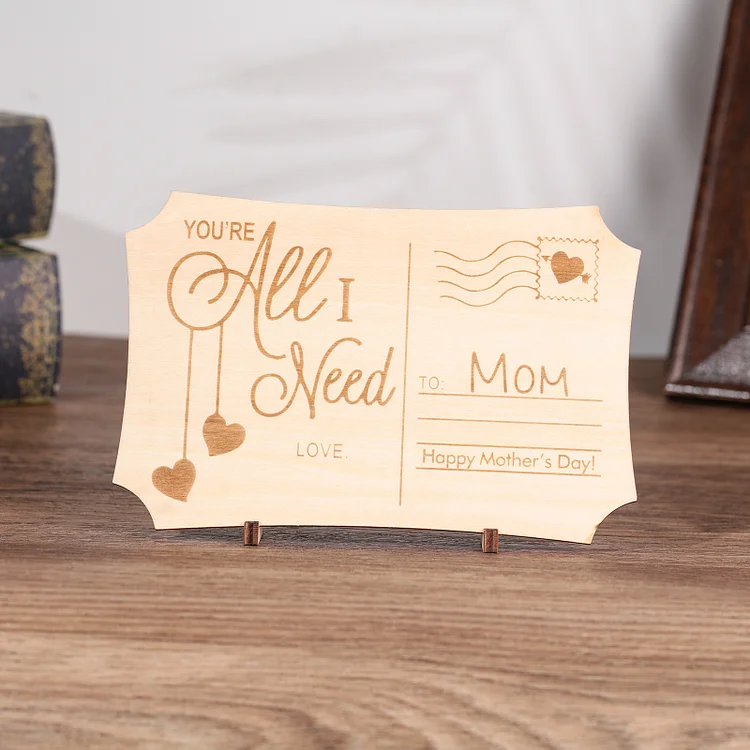 Personalised Wooden Postcard Decoration Engraved with Text