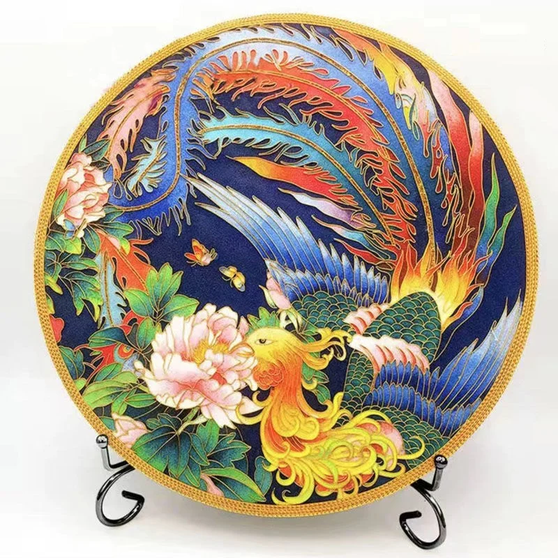 TANZEQI Cloisonne Enamel Painting DIY Kit for Chinese Cloisonné Enamel Art  of Crane and Scenery, Intangible Cultural Heritage (Crane A)