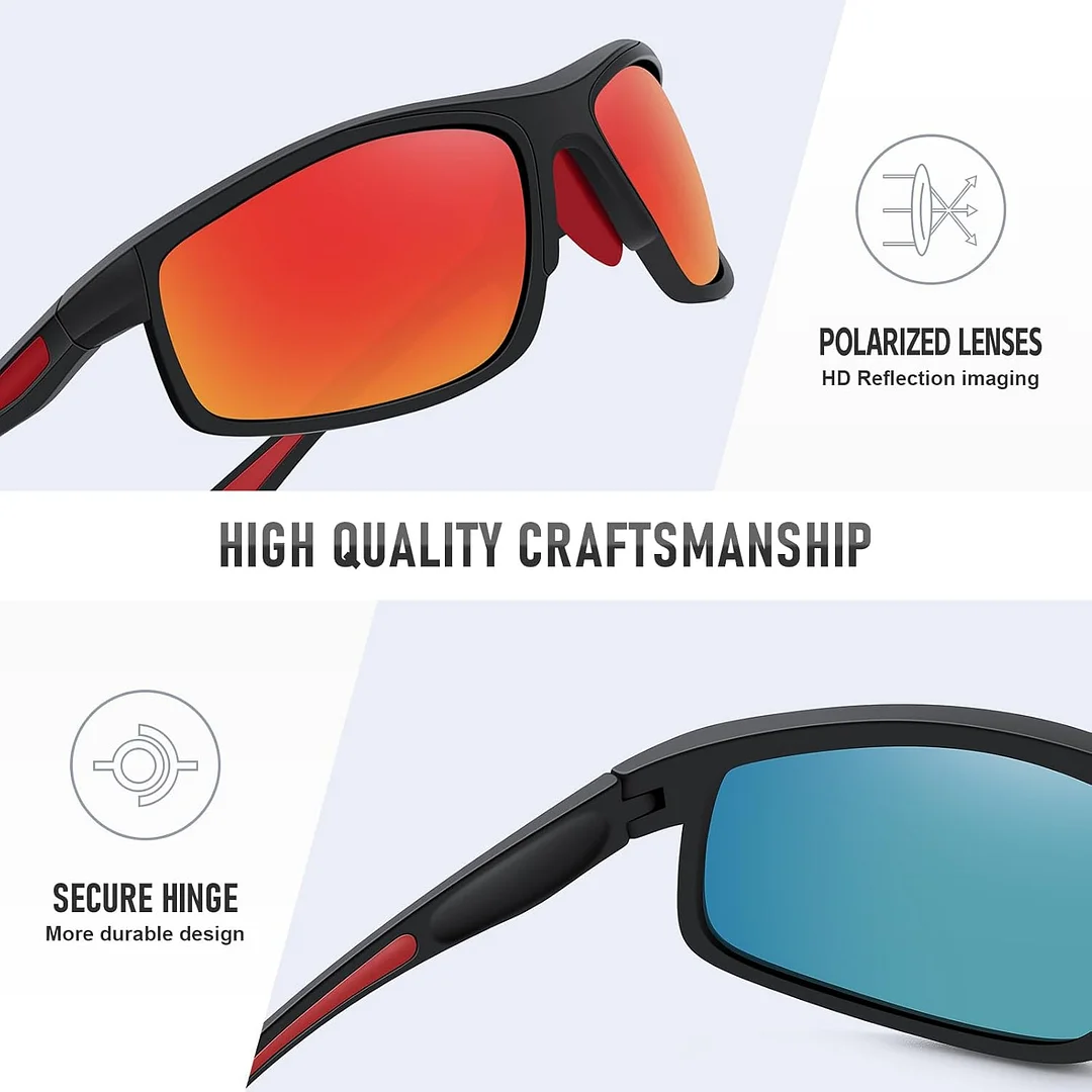 Sports Sunglasses for Men Women Polarized UV Protection Fishing Driving Cycling Bik Running Wrap Around Sun Glasses