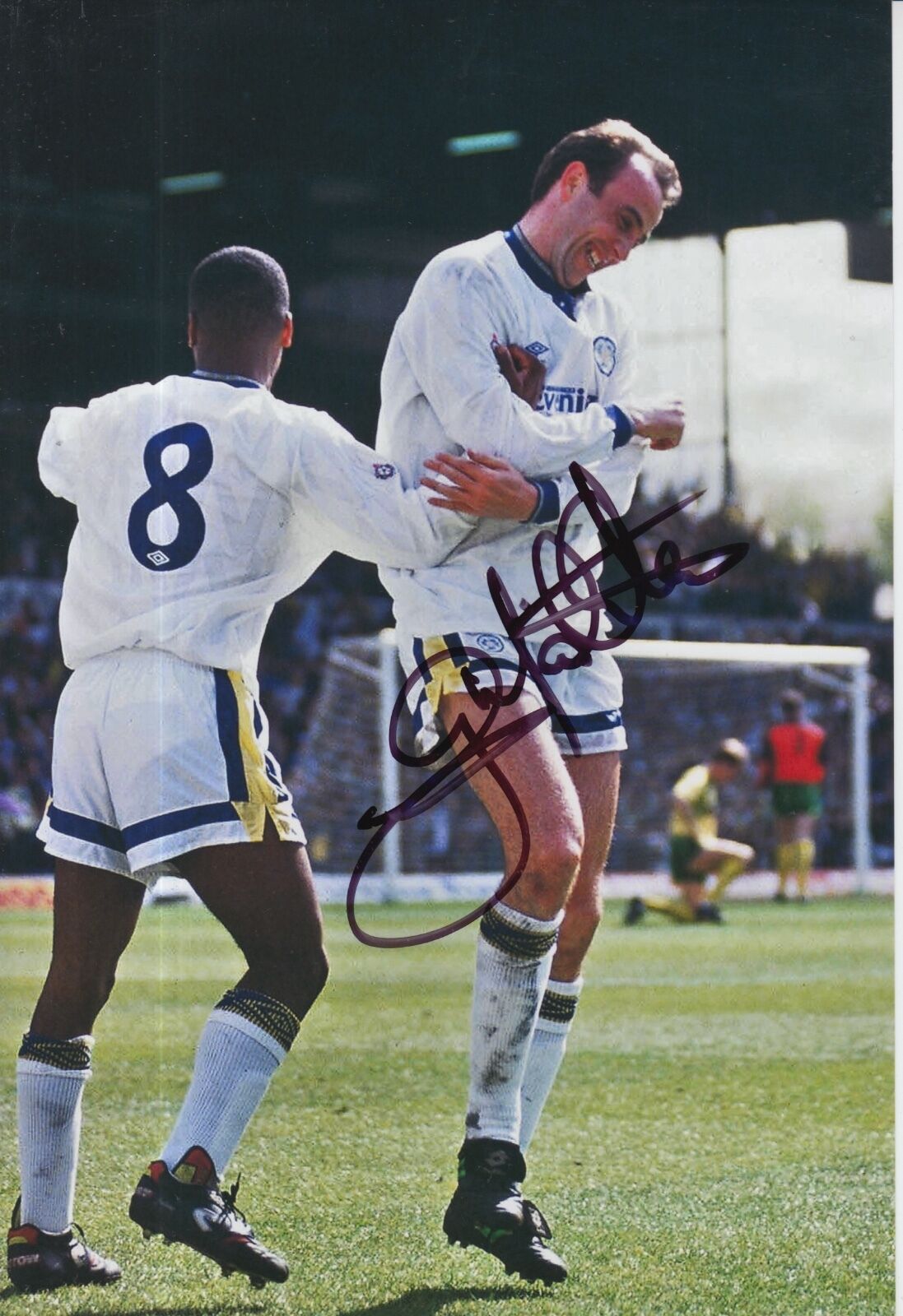 Gary McAllister Hand Signed Leeds United 12x8 Photo Poster painting.