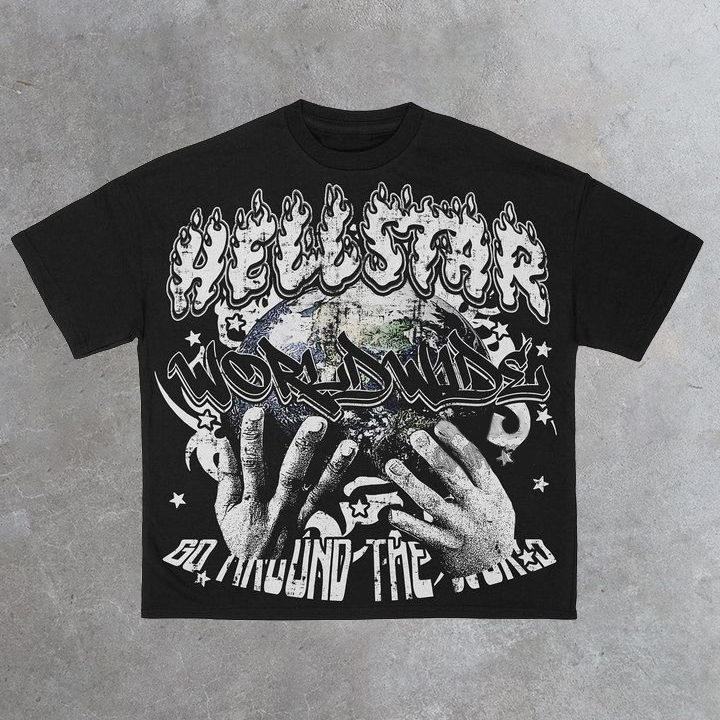 Vintage Hellstar Worldwide Print Graphic Cotton T-Shirt - SOPULA