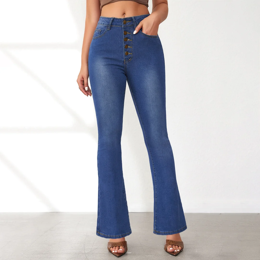 Women's High-waisted Thin Jeans 2025 Spring Micro Flared Denim Jeans