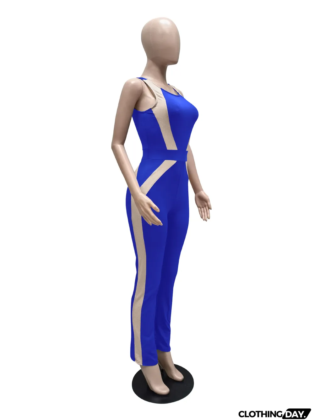 Fashion Patchwork Milk Silk Jumpsuit