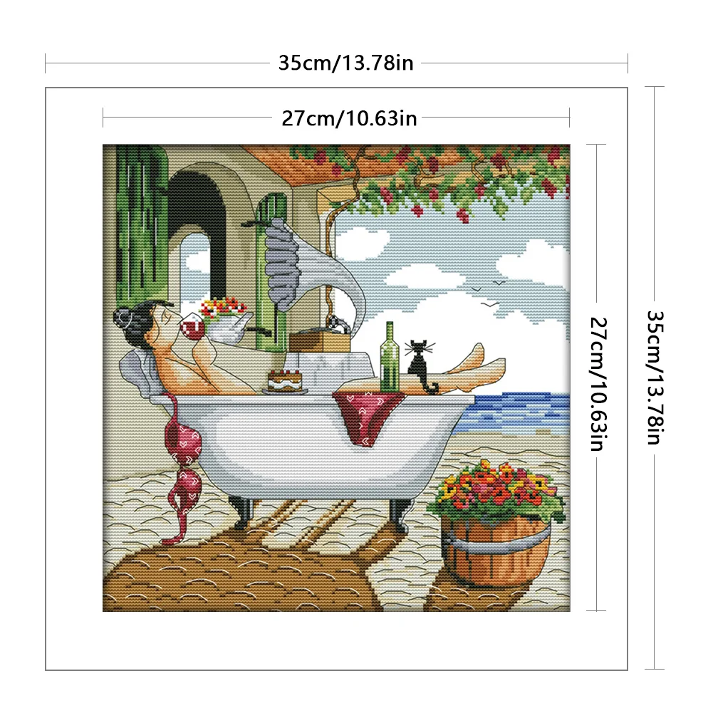 DIY Stamped Cross Stitch 14CT Full Embroidery 35*35cm - Enjoy Life