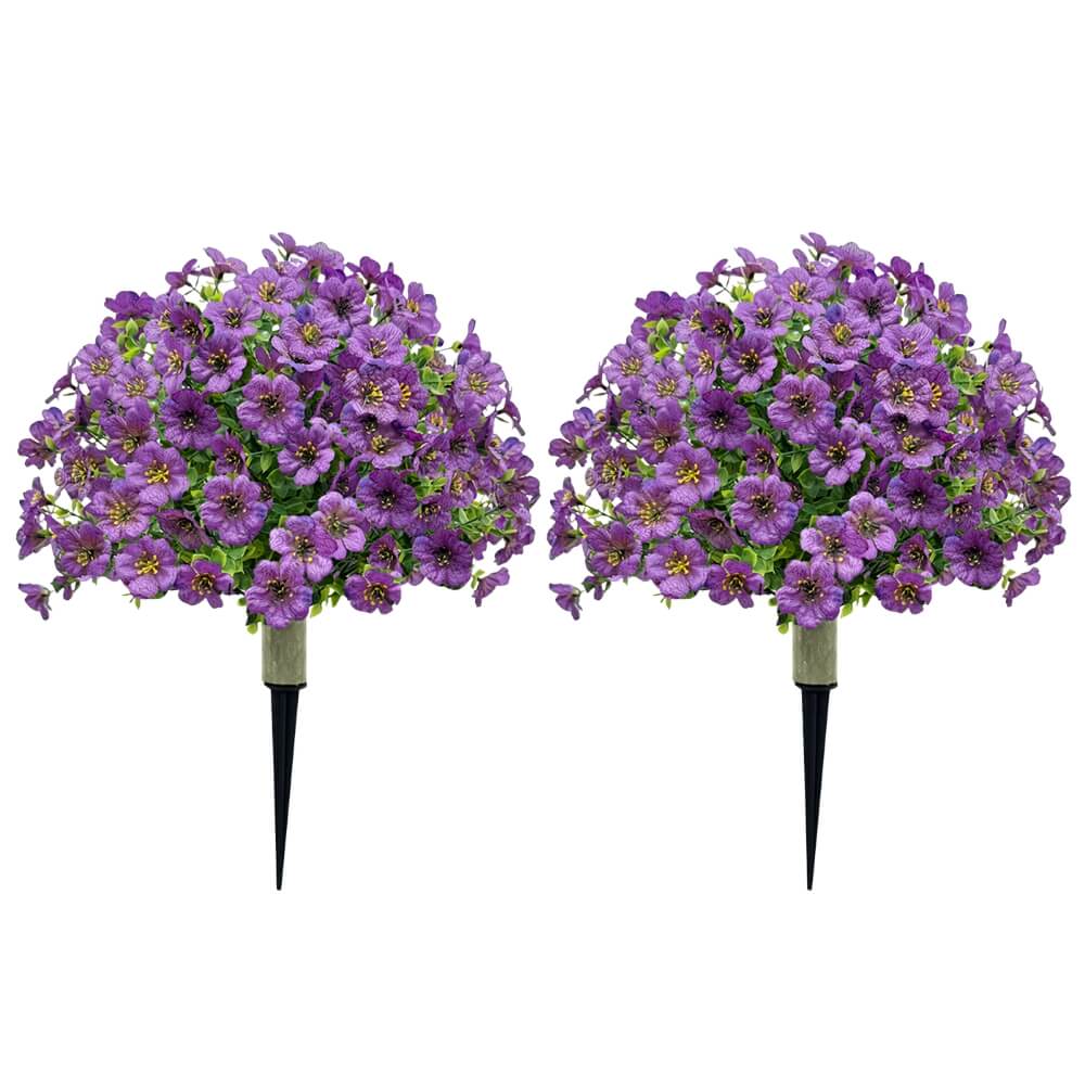 19.7" Simulated Purple Violet Flower Outdoor Garden Decoration (2 PCS)