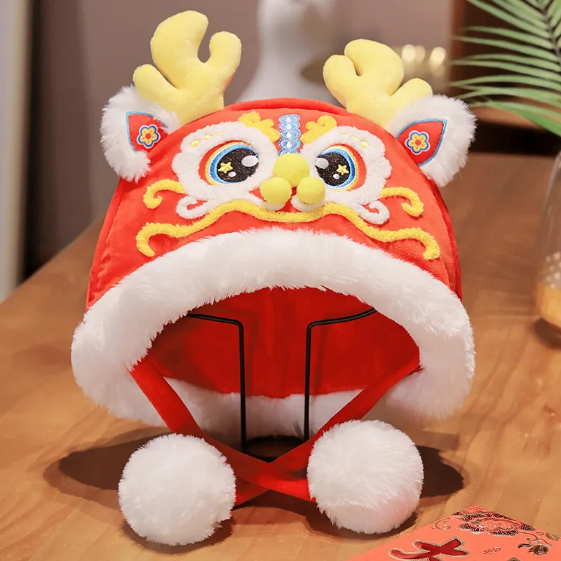 Cute Lion Dance Plush Hat