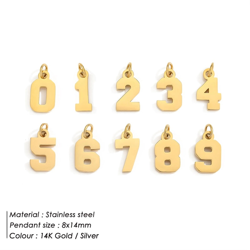 1 Piece 14*17mm 8 * 14mm 304 Stainless Steel 14K Gold Plated Number Pendant Jewelry Accessories