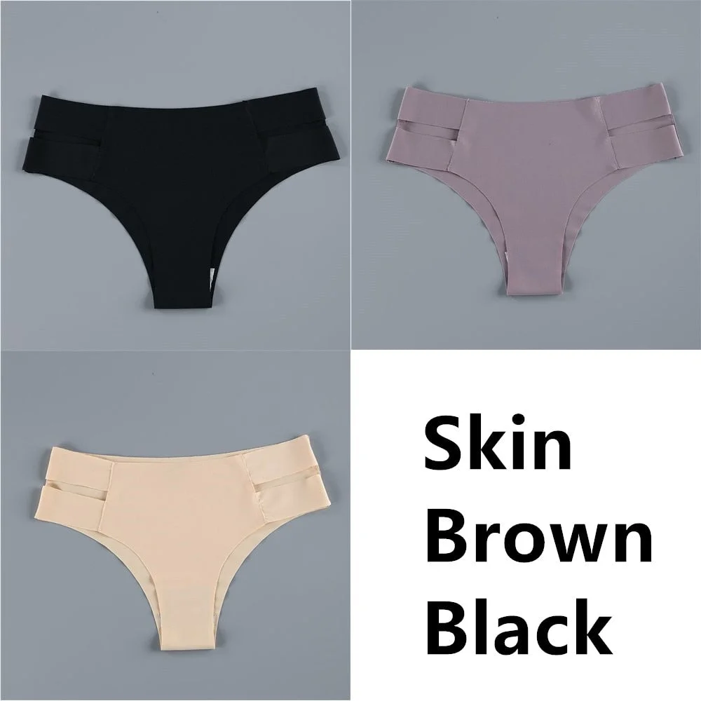 3Pcs Sexy Women Panties Seamless G-String Panties Set Lingerie Hollow Soft Briefs Low Rise Thong Breathable Female Underwear New