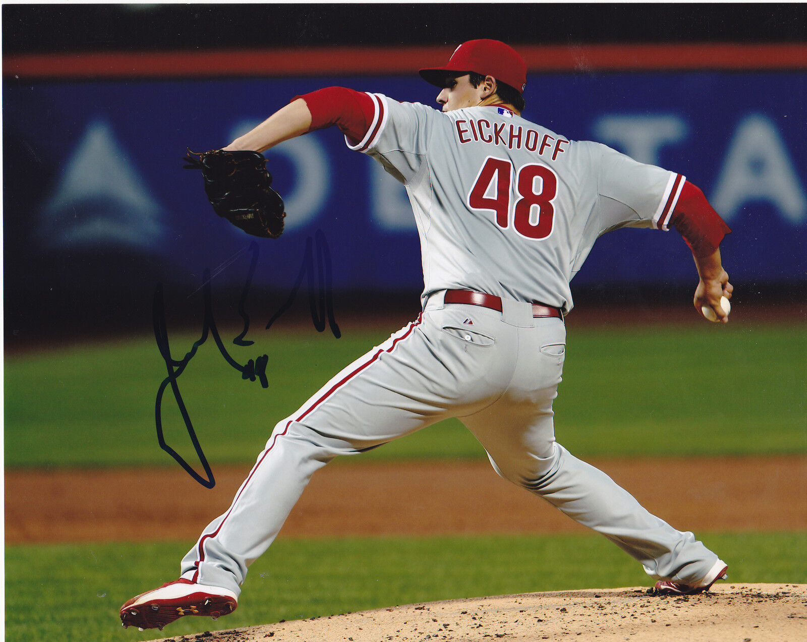 JERAD EICKHOFF PHILADEPHIA PHILLIES ACTION SIGNED 8x10