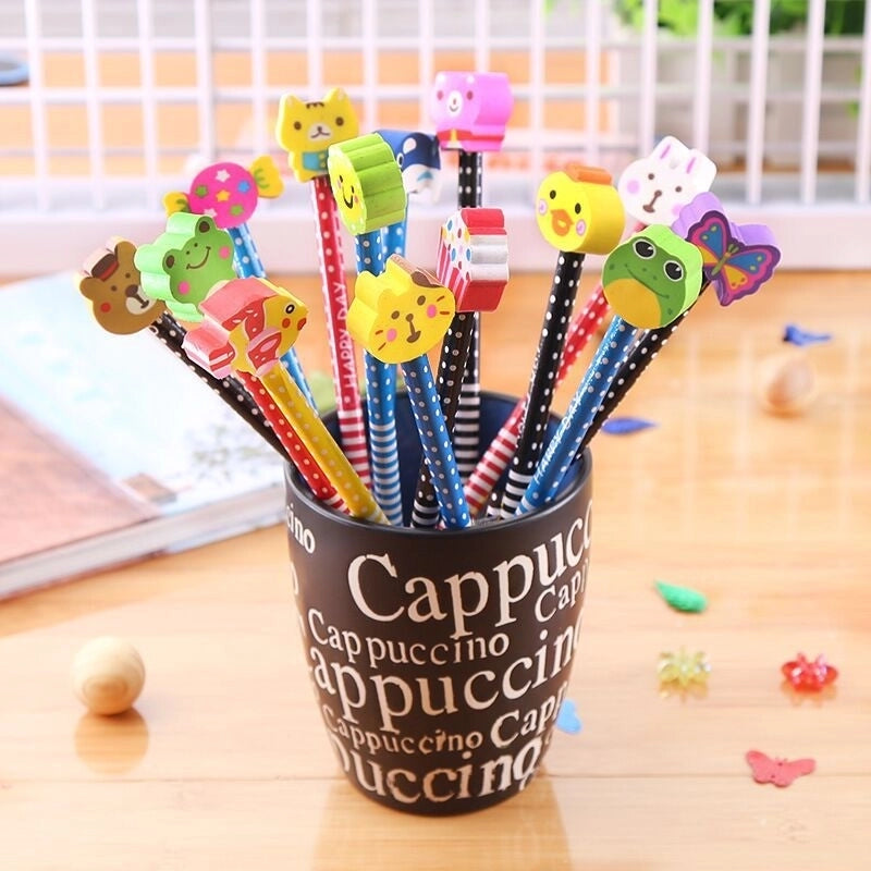 2 Pieces Cartoon Hb Eraser Student Pencil For Writing 1 Pcs
