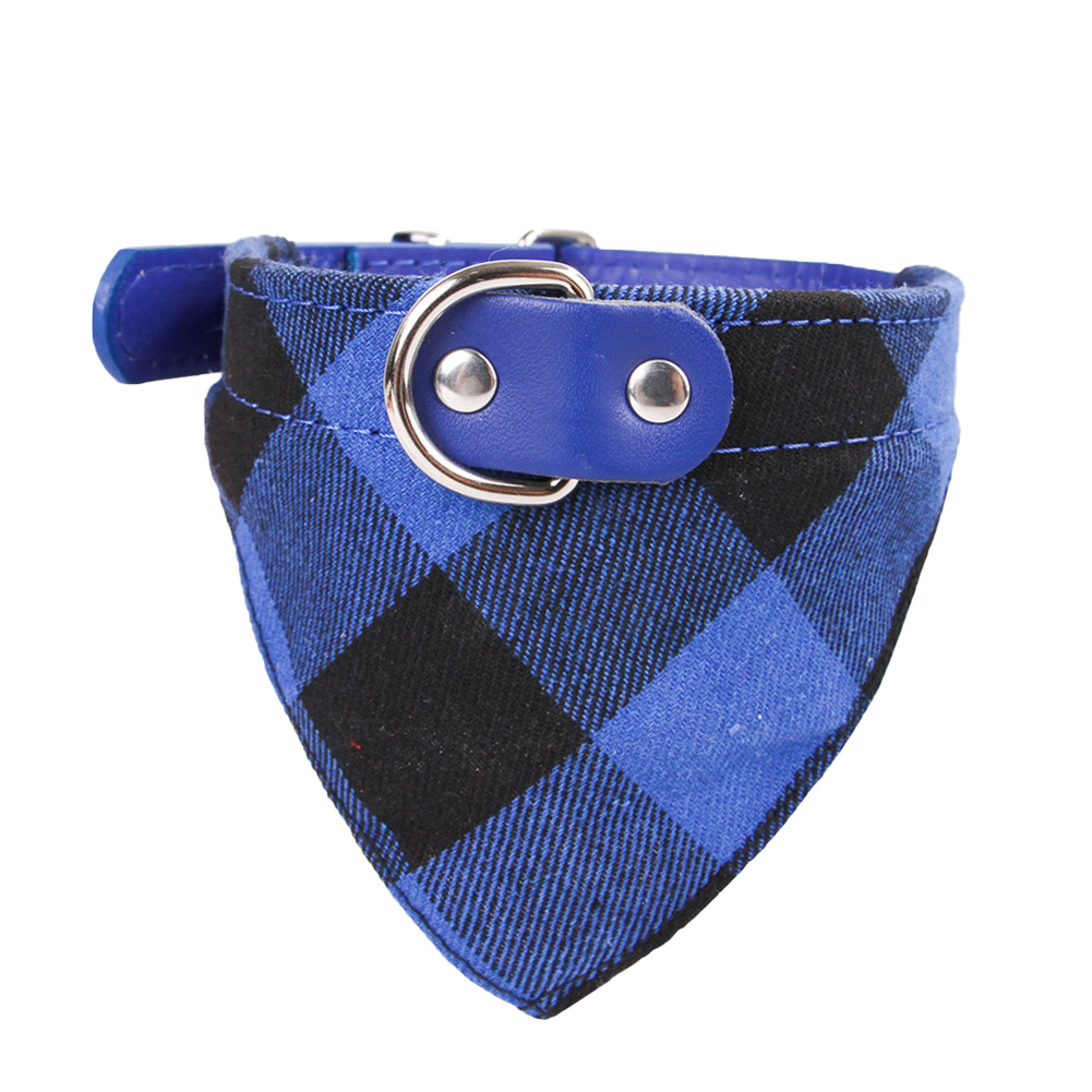 

British Style Dog Bandana Collar Adjustable Pet Cats Plaid Printed Necklace, Blue, 501 Original