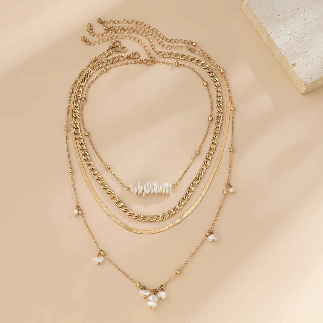 Trendy Imitation Pearl Necklace Set