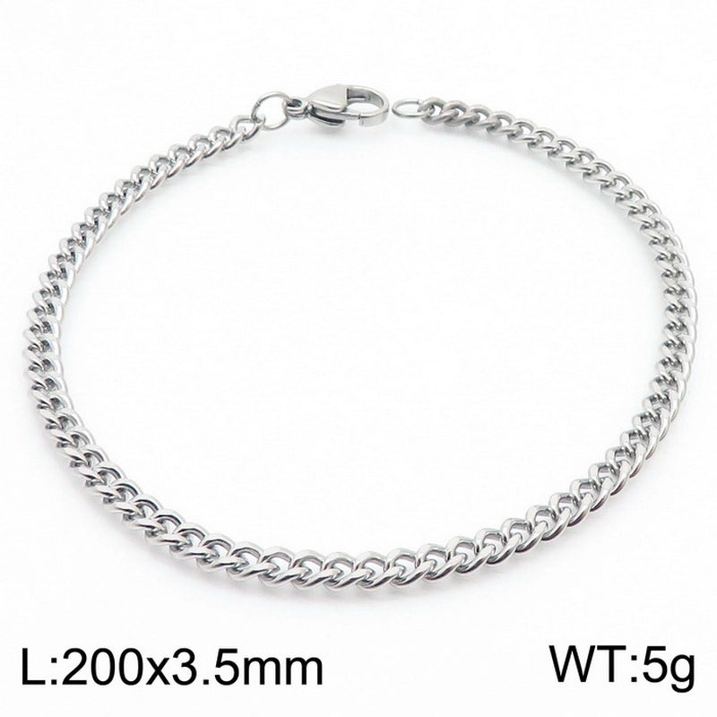 Stainless Steel Personality Fashion Trend Simple Two-Side Grinding Cuban Link Chain Bracelet Accessories