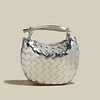 Stylish Silver Weaved Leather Women's Shoulder Bag