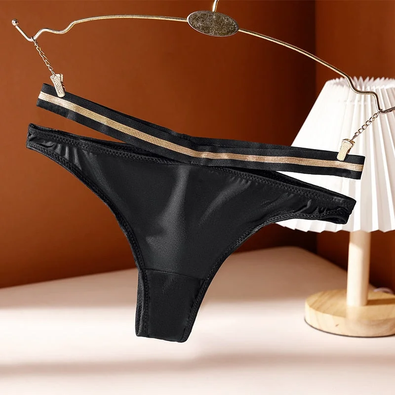 3pcs Seamless Underwear For Woman Sexy Thongs Women's Lingerie Bikini Sports Female Panties Ice Silk Woman Intimates BANNIROU